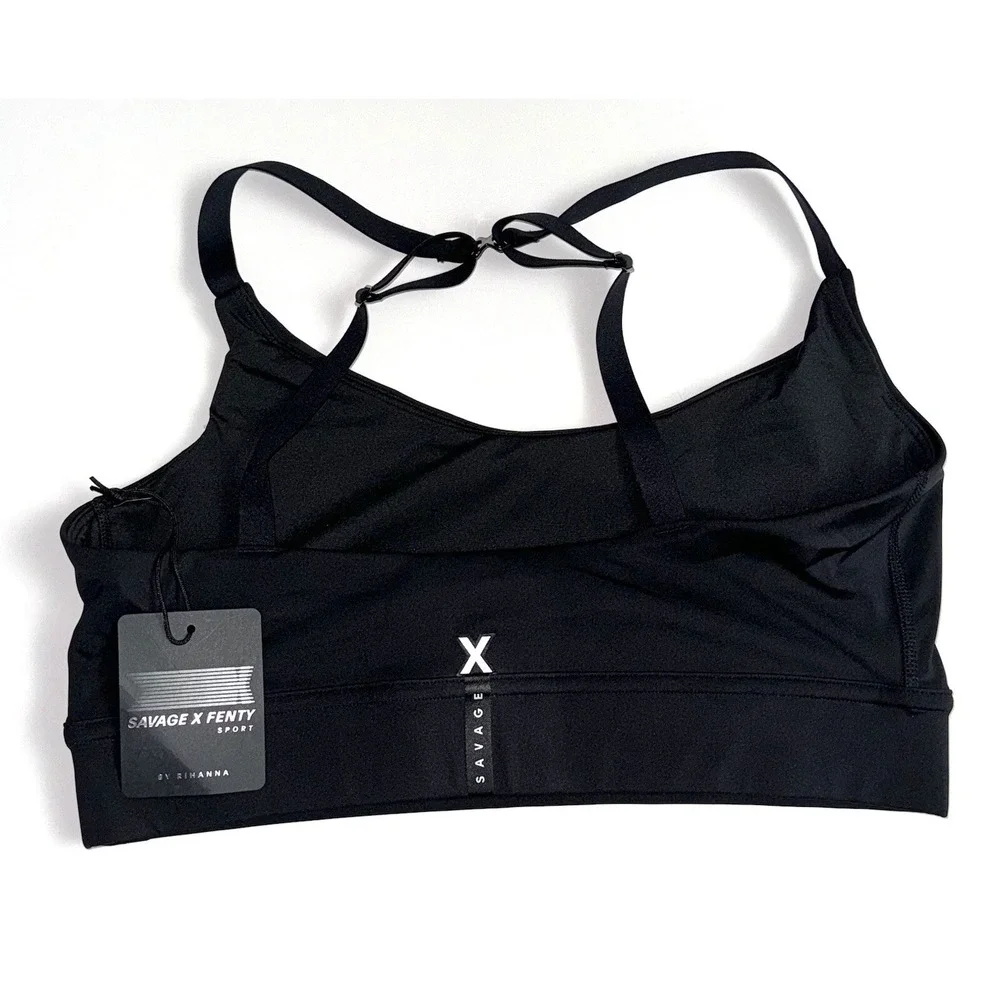 NWT Savage x Fenty Rihanna Black Sports Bra Gym Top Workout Women's Size XL